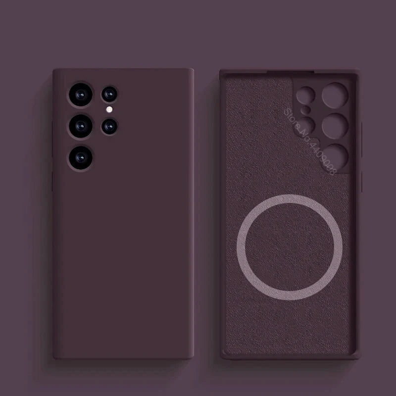 Liquid Silicone Case For Magsafe For Samsung Galaxy S24 S22 S21 S23 S25 Ultra Plus Fe Wireless Charge Magnetic Shockproof Cover