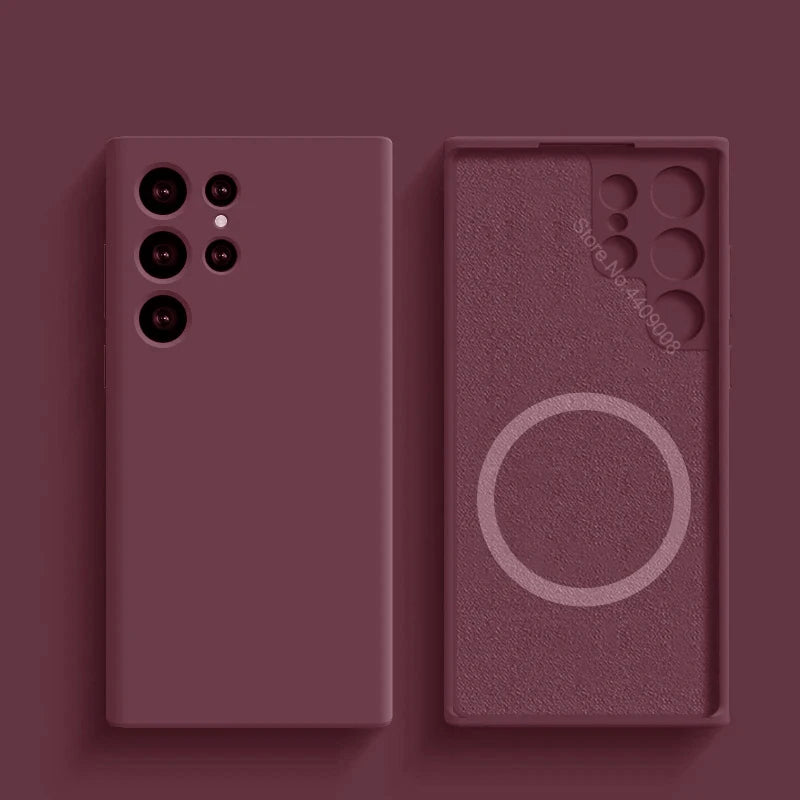 Liquid Silicone Case For Magsafe For Samsung Galaxy S24 S22 S21 S23 S25 Ultra Plus Fe Wireless Charge Magnetic Shockproof Cover