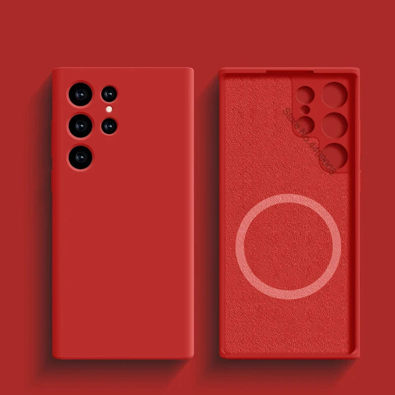 Liquid Silicone Case For Magsafe For Samsung Galaxy S24 S22 S21 S23 S25 Ultra Plus Fe Wireless Charge Magnetic Shockproof Cover