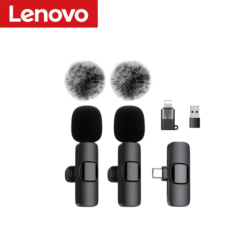 Lenovo Mini Portable Wireless Lavalier Microphone for Live Broadcast Gaming Audio Video Recording iPhone Android
