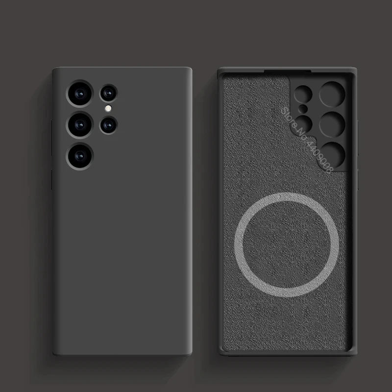 Liquid Silicone Case For Magsafe For Samsung Galaxy S24 S22 S21 S23 S25 Ultra Plus Fe Wireless Charge Magnetic Shockproof Cover