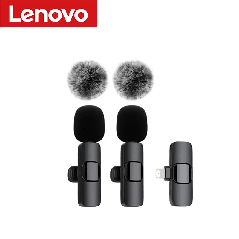 Lenovo Mini Portable Wireless Lavalier Microphone for Live Broadcast Gaming Audio Video Recording iPhone Android