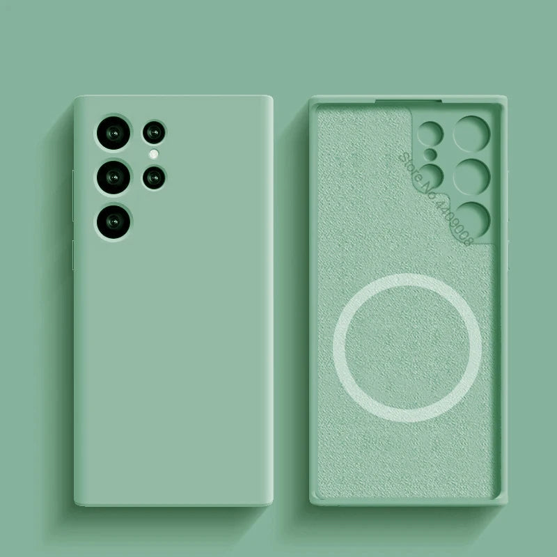 Liquid Silicone Case For Magsafe For Samsung Galaxy S24 S22 S21 S23 S25 Ultra Plus Fe Wireless Charge Magnetic Shockproof Cover