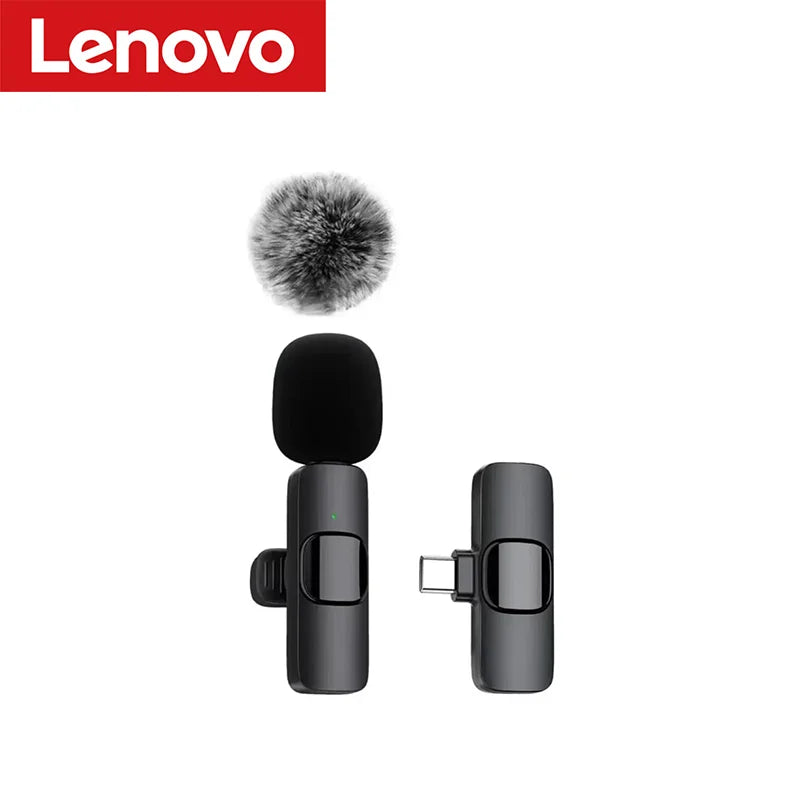Lenovo Mini Portable Wireless Lavalier Microphone for Live Broadcast Gaming Audio Video Recording iPhone Android