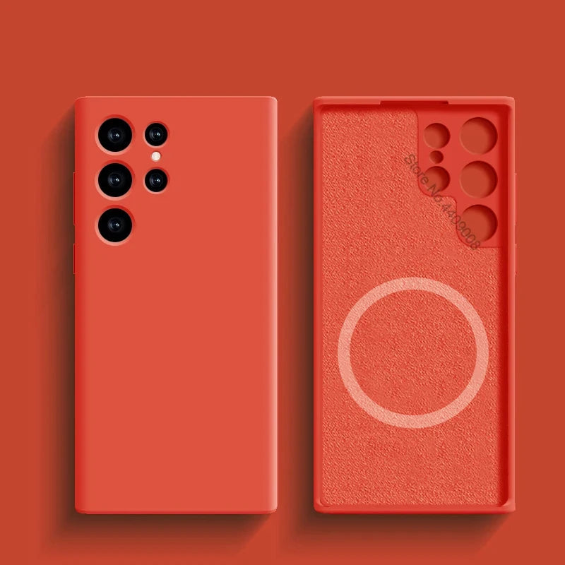 Liquid Silicone Case For Magsafe For Samsung Galaxy S24 S22 S21 S23 S25 Ultra Plus Fe Wireless Charge Magnetic Shockproof Cover