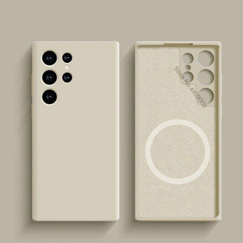 Liquid Silicone Case For Magsafe For Samsung Galaxy S24 S22 S21 S23 S25 Ultra Plus Fe Wireless Charge Magnetic Shockproof Cover