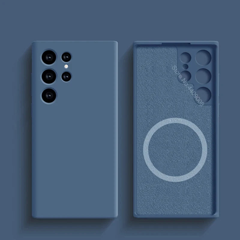 Liquid Silicone Case For Magsafe For Samsung Galaxy S24 S22 S21 S23 S25 Ultra Plus Fe Wireless Charge Magnetic Shockproof Cover